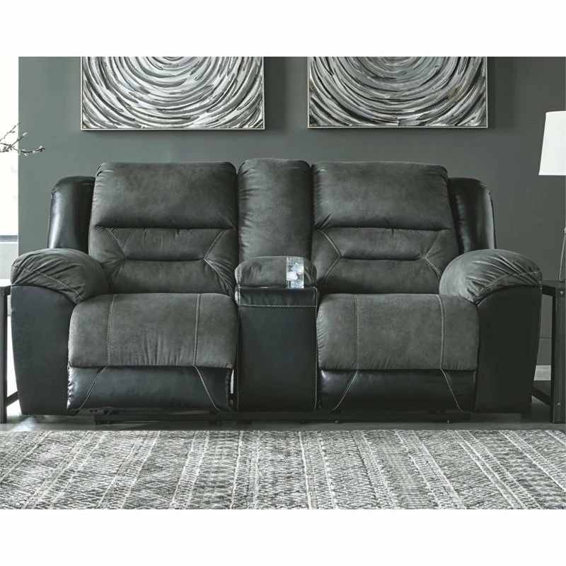 Ashley Furniture Industries Signature Design By Ashley Earhart Reclining Loveseat With Console In Slate 4 Ashley Furniture Industries Signature Design By Ashley Earhart Reclining Loveseat With Console In Slate - Image 2