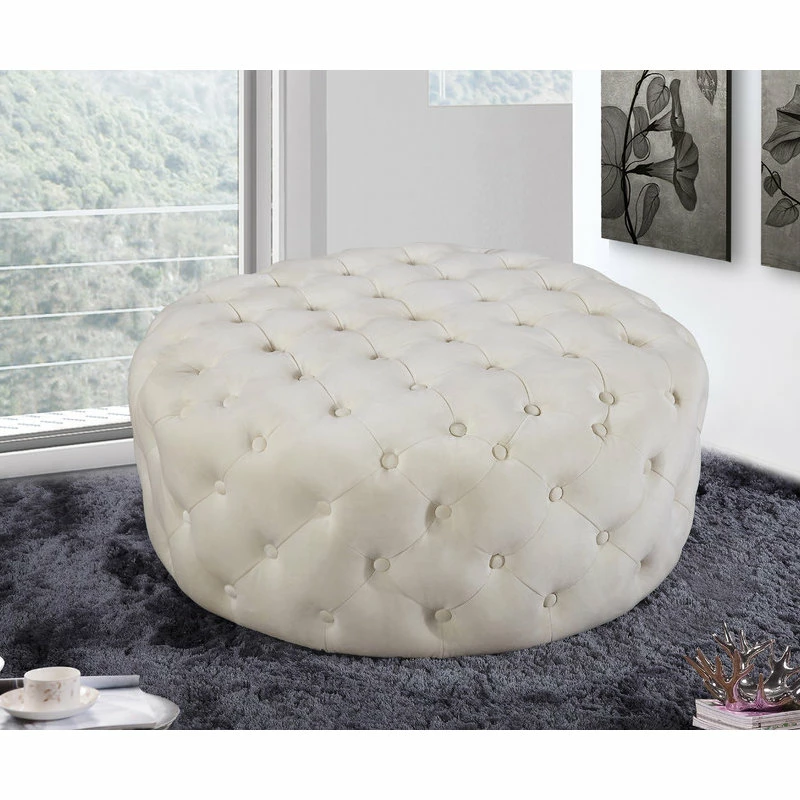 Meridian Furniture Addison Velvet Ottoman/Bench, Cream 4 Meridian Furniture Addison Velvet Ottoman/Bench, Cream - Image 2