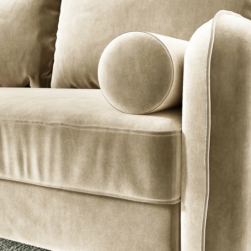 Coosy Home The Audrey I Velvet Round Arm Sofa, Ivory White 7 Coosy Home The Audrey I Velvet Round Arm Sofa, Ivory White - Image 5