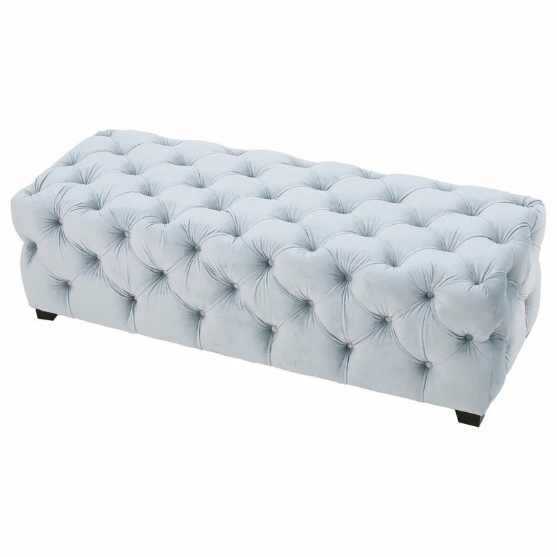 GDFStudio GDF Studio Provence TModern Glam Tufted Velvet Ottoman Bench, Light Gray 3 GDFStudio GDF Studio Provence TModern Glam Tufted Velvet Ottoman Bench, Light Gray