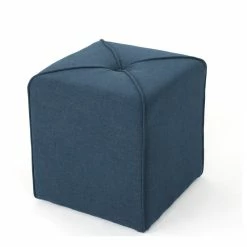 GDFStudio GDF Studio Tammy Fabric Square Ottoman, Navy Blue