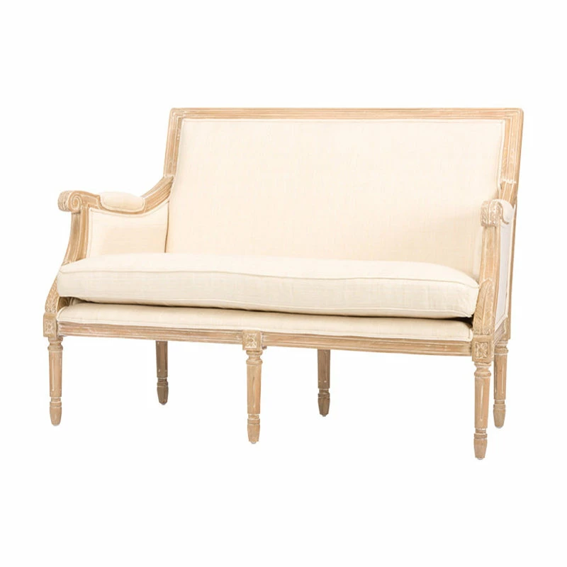 Baxton Studio Chavanon Wood And Light Beige Linen Traditional French Loveseat 3 Baxton Studio Chavanon Wood And Light Beige Linen Traditional French Loveseat