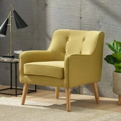GDFStudio GDF Studio Fontinella Mid-Century Modern Fabric Tufted Arm Chair, Verdure Yellow, Single -GDF sofa Shop 02b1d84d01b7fb45 9047 w800 h800 b0 p0