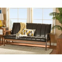 Baxton Studio Nikko Faux Leather Wooden 3-Seater Sofa, Dark Brown 11 Baxton Studio Nikko Faux Leather Wooden 3-Seater Sofa, Dark Brown -GDF sofa Shop 034155d30b43c515 1234 w800 h800 b0 p0