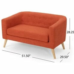 GDFStudio GDF Studio Carol Button Back Mid Century Fabric Modern Loveseat, Muted Orange -GDF sofa Shop 03c198cb0f907ac4 6781 w800 h800 b1 p0