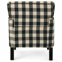 GDFStudio GDF Studio Eve Tufted Fabric Club Chair, Black Checkerboard/Dark Brown -GDF sofa Shop 04115b0d01b70a63 1128 w800 h800 b1 p0