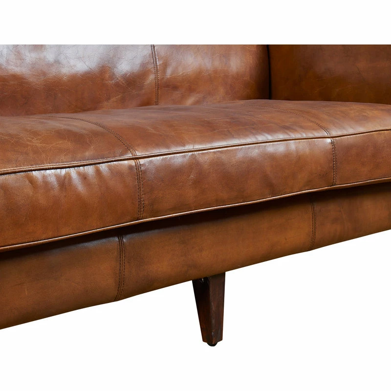 Crafters And Weavers Top Grain Vintage Leather Kenmore Sofa, Light Brown 6 Crafters And Weavers Top Grain Vintage Leather Kenmore Sofa, Light Brown - Image 4