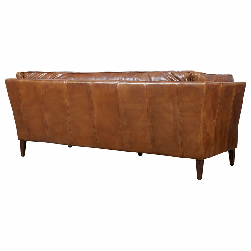Crafters And Weavers Top Grain Vintage Leather Kenmore Sofa, Light Brown 7 Crafters And Weavers Top Grain Vintage Leather Kenmore Sofa, Light Brown - Image 5