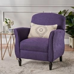 GDFStudio GDF Studio Crew Traditional Tweed Armchair, Purple Tweed/Dark Brown -GDF sofa Shop 05c121e10f93198a 4780 w800 h800 b0 p0