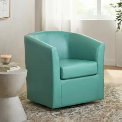 GDFStudio GDF Studio Corley Faux Leather Swivel Club Chair, Turquoise -GDF sofa Shop 0621e59202eb70f0 3024 w800 h800 b0 p0