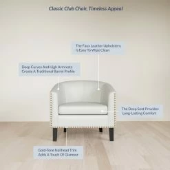 Belleze Tub Barrel Accent Chair Faux Leather, White -GDF sofa Shop 06c1e3810239727c 0991 w800 h800 b0 p0