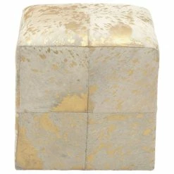 Brimfield & May Contemporary Gold Leather Stool 95947