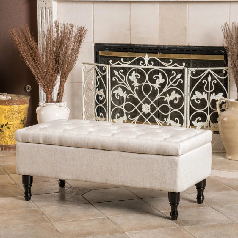 GDFStudio GDF Studio Logan Linen Storage Ottoman, Linen 4 GDFStudio GDF Studio Logan Linen Storage Ottoman, Linen - Image 2