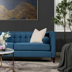 Jennifer Taylor Home Velvet Tufted Tuxedo Sofa, Blue Teal With Bolster Pillows -GDF sofa Shop 07f1814503c09203 6631 w800 h800 b0 p0