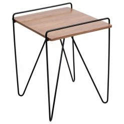 Lumisource Loft Modern End Table In Walnut Wood With Black Frame