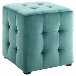 LexMod Contour Tufted Button Cube Performance Velvet Ottoman, Teal -GDF sofa Shop 08f1b8a900cd2732 5304 w800 h800 b1 p0