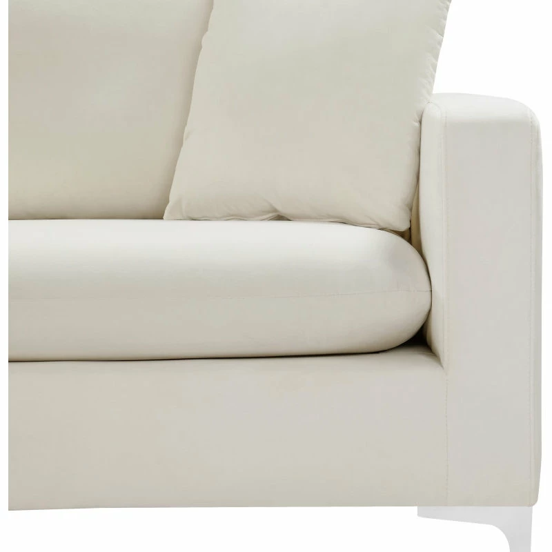 Meridian Furniture Naomi Velvet Sofa, Gold And Chrome Leg Set, Cream 7 Meridian Furniture Naomi Velvet Sofa, Gold And Chrome Leg Set, Cream - Image 5