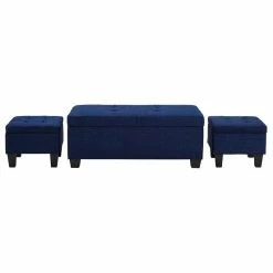 Picket House Everett 3-Pack Storage Ottoman, Blue