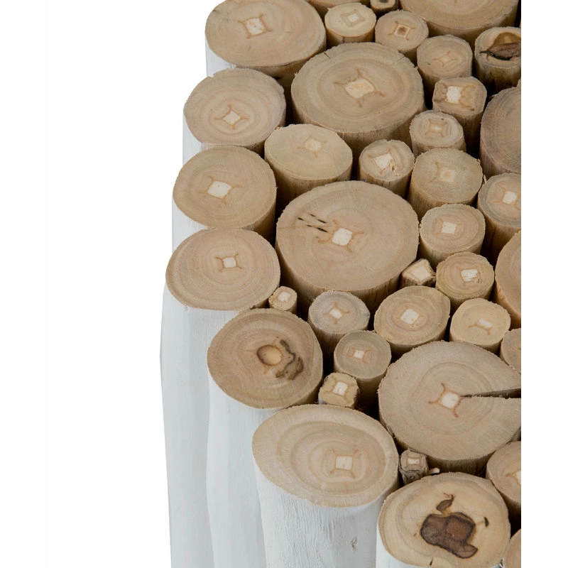 East At Main's Stanley White Round Teakwood Stool 5 East At Main's Stanley White Round Teakwood Stool - Image 3