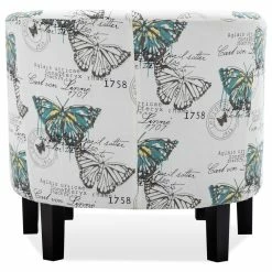 Belleze Accent Chair W/ Ottoman Round Arms Curved Back French Print Script, White -GDF sofa Shop 0b01c6fd0d807261 7822 w800 h800 b1 p0