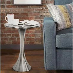 Lumisource 24" H Round Metal Brushed Nickel Side Accent Table -GDF sofa Shop 0b4187ae027d0dcd 9803 w800 h800 b0 p0