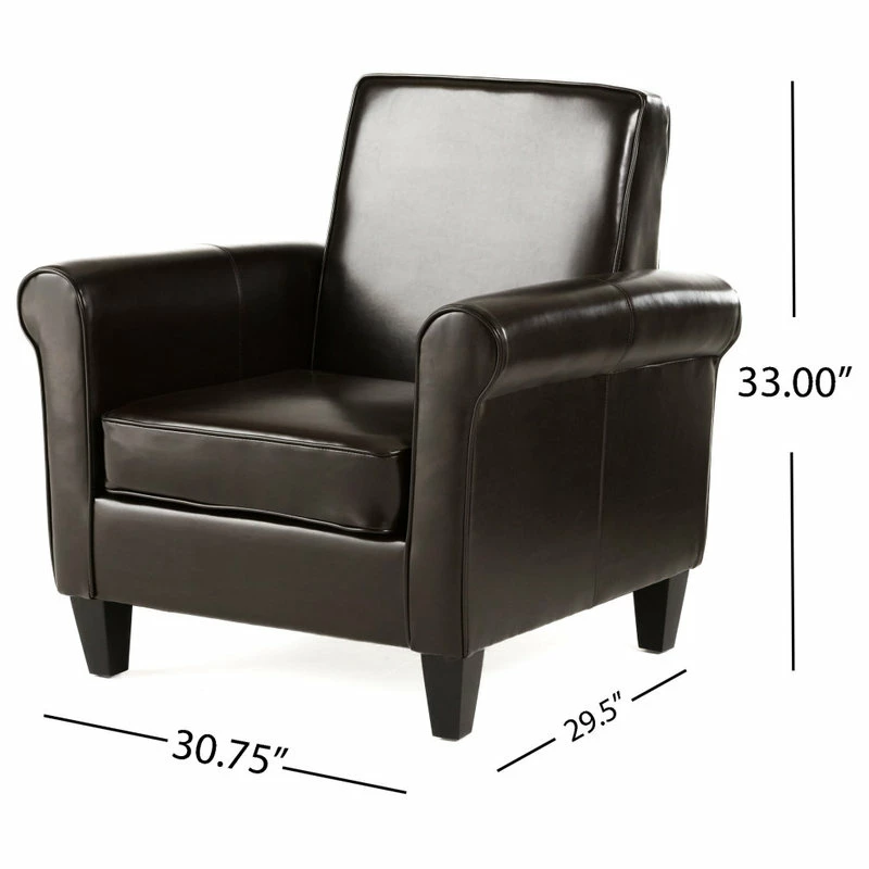 GDFStudio GDF Studio Larkspur Modern Design Leather Club Chair, Brown 5 GDFStudio GDF Studio Larkspur Modern Design Leather Club Chair, Brown - Image 3