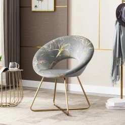 Duhome Elegant Lifestyle 1 X Luxe Hot Stamped Velvet Papasan Accent Chair, Grey -GDF sofa Shop 0bf1761000a75453 5456 w800 h800 b0 p0