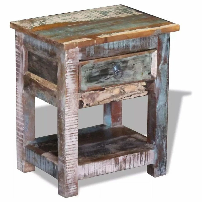 Vida XL International B.V. VidaXL Solid Reclaimed Wood Side End Table Storage Cabinet Nightstand 1 Drawer 4 Vida XL International B.V. VidaXL Solid Reclaimed Wood Side End Table Storage Cabinet Nightstand 1 Drawer - Image 2