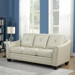 Maklaine Tufted Leather Sofa In Ivory -GDF sofa Shop 0c01ed1f0d66d397 7044 w800 h800 b0 p0