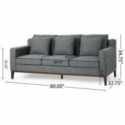 GDFStudio Noxon Fabric 3 Seater Sofa With Accent Pillows, Charcoal + Dark Walnut -GDF sofa Shop 0c116f7e005272cf 4488 w800 h800 b1 p0