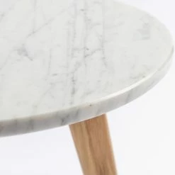 The Bianco Collection Cherie 15" Round Italian Carrara White Marble Side Table With Oak Legs -GDF sofa Shop 0cb1b07b0d5dc623 1963 w800 h800 b0 p0