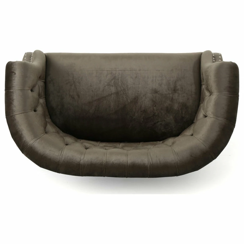 GDFStudio GDF Studio Melaina Tufted Scroll Arm New Velvet Loveseat, Gray 11 GDFStudio GDF Studio Melaina Tufted Scroll Arm New Velvet Loveseat, Gray - Image 9