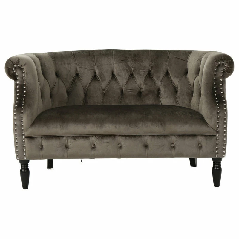 GDFStudio GDF Studio Melaina Tufted Scroll Arm New Velvet Loveseat, Gray 3 GDFStudio GDF Studio Melaina Tufted Scroll Arm New Velvet Loveseat, Gray