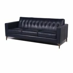 Maklaine Leather Sofa In Navy