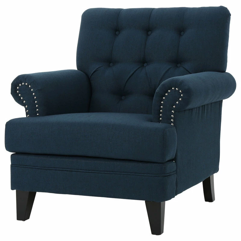 GDFStudio GDF Studio Arielle Plush Tufted Back Fabric Club Armchair, Navy Blue 3 GDFStudio GDF Studio Arielle Plush Tufted Back Fabric Club Armchair, Navy Blue