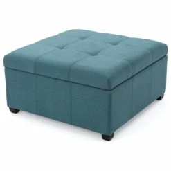 GDF sofa Shop 21 GDFStudio GDF Studio Carlyle Fabric Storage Ottoman, Dark Teal Fabric