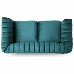 GDFStudio Bauman Modern Glam Channel Stitch Loveseat With Nailhead Trim, Teal + Dark Brown -GDF sofa Shop 0f7197fd00e60c25 2840 w800 h800 b1 p0
