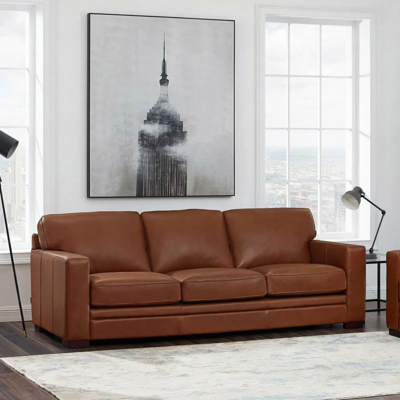 Hydeline USA Hydeline Dillon Top Grain Leather Sofa Collection, Cinnamon Brown, Sofa 6 Hydeline USA Hydeline Dillon Top Grain Leather Sofa Collection, Cinnamon Brown, Sofa - Image 4