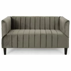 GDFStudio Judson Channel Stitch Velvet Settee, Gray/Dark Brown -GDF sofa Shop 1021766d0f9070a2 5158 w800 h800 b1 p0
