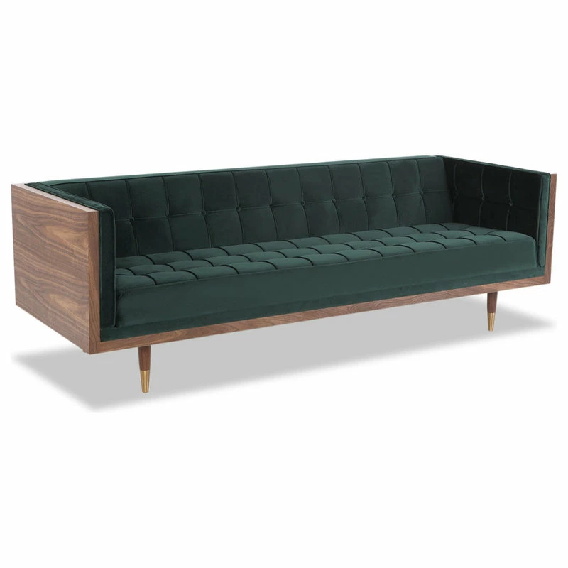 Kardiel Woodrow Midcentury Modern Box Sofa, Jade Seat, Walnut Base 4 Kardiel Woodrow Midcentury Modern Box Sofa, Jade Seat, Walnut Base - Image 2