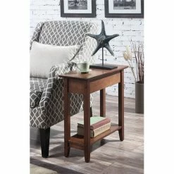 Convenience Concepts American Heritage Flip Top End Table In Walnut Wood