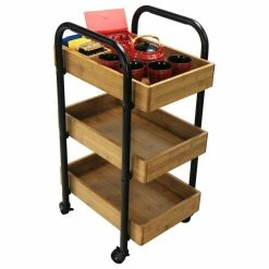 Oceanstar Design Portable Storage Cart With 3 Easy Removable Bamboo Trays -GDF sofa Shop 10516f97096e9777 8894 w800 h800 b1 p0
