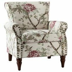 Karat Home Wooden Upholstered Armchair, Floral