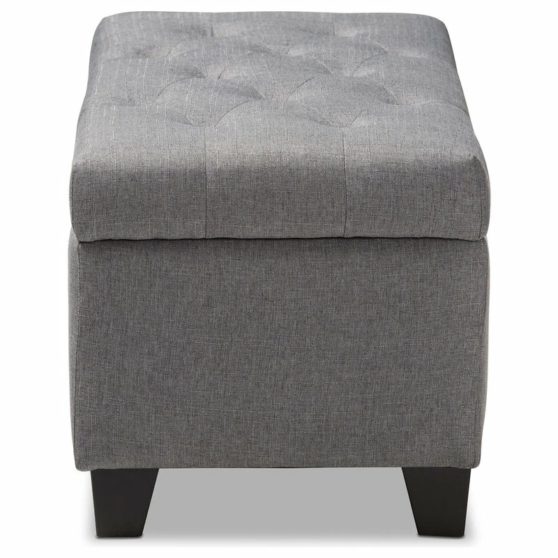 Baxton Studio Michaela Fabric Upholstered Storage Ottoman, Gray 7 Baxton Studio Michaela Fabric Upholstered Storage Ottoman, Gray - Image 5