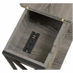 Convenience Concepts Tucson Electric Flip-Top End Table In Weathered Gray Wood -GDF sofa Shop 10b118e90c19338d 6368 w800 h800 b1 p0