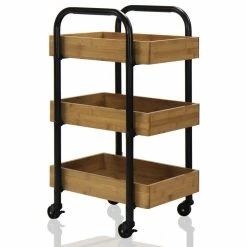 Oceanstar Design Portable Storage Cart With 3 Easy Removable Bamboo Trays -GDF sofa Shop 10f1abaf096e9717 8894 w800 h800 b1 p0
