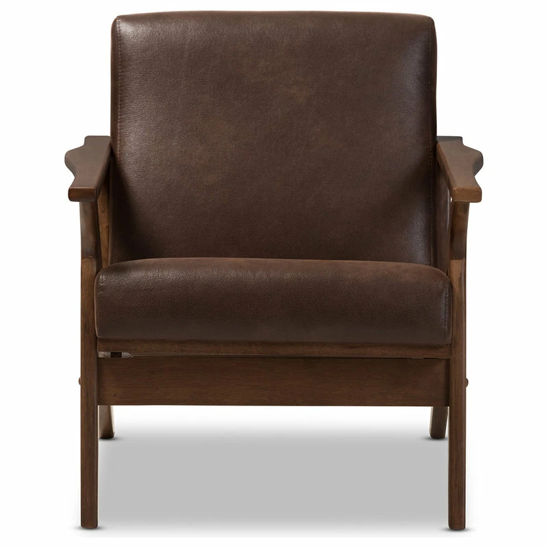 Baxton Studio Bianca Mid-Century Modern Distressed Lounge Chair, Dark Brown Faux Leather 7 Baxton Studio Bianca Mid-Century Modern Distressed Lounge Chair, Dark Brown Faux Leather - Image 5