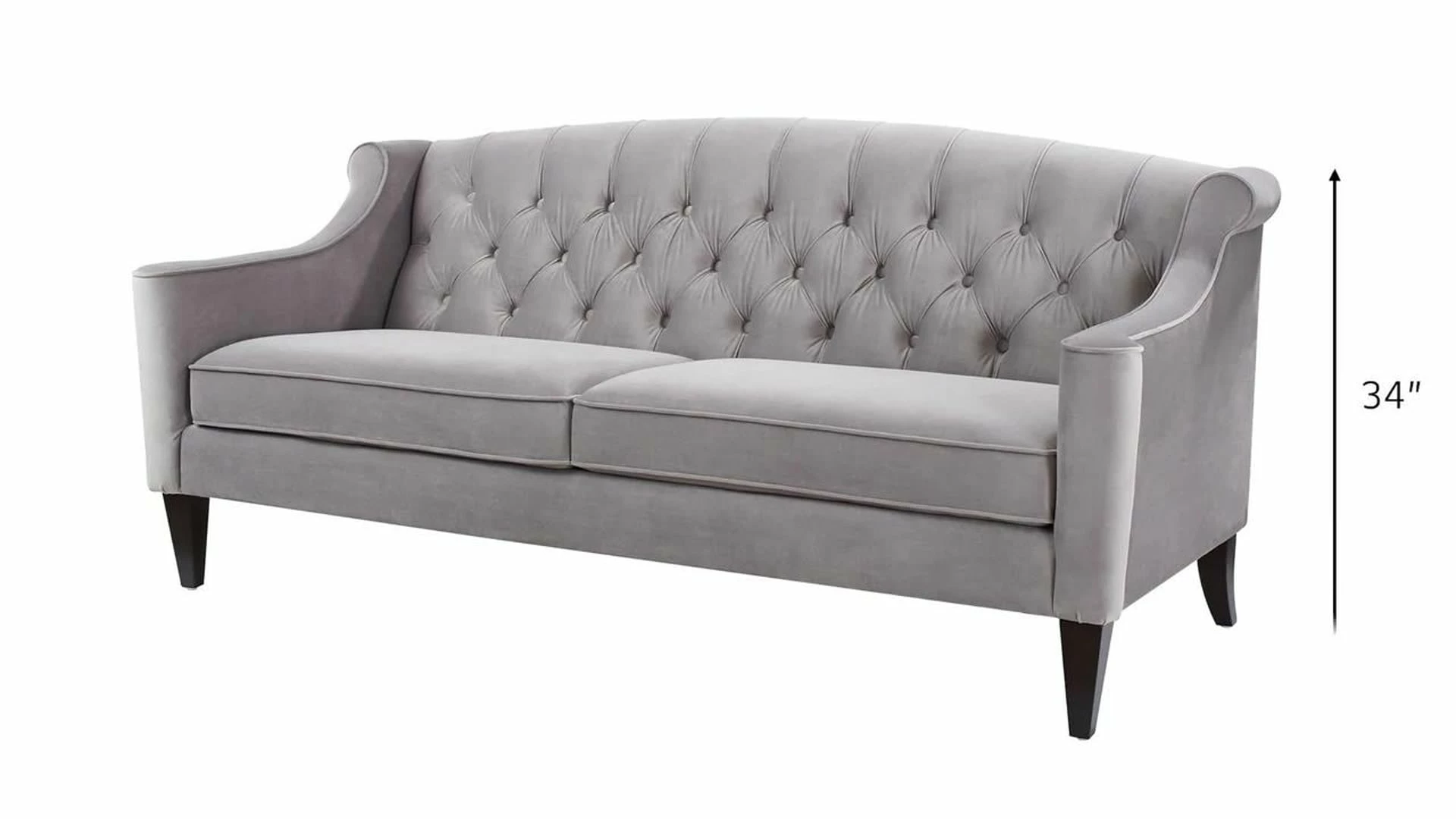 Jennifer Taylor Home Ken 74" Upholstered Button-Tufted Sofa, Opal Gray Velvet 4 Jennifer Taylor Home Ken 74" Upholstered Button-Tufted Sofa, Opal Gray Velvet - Image 2