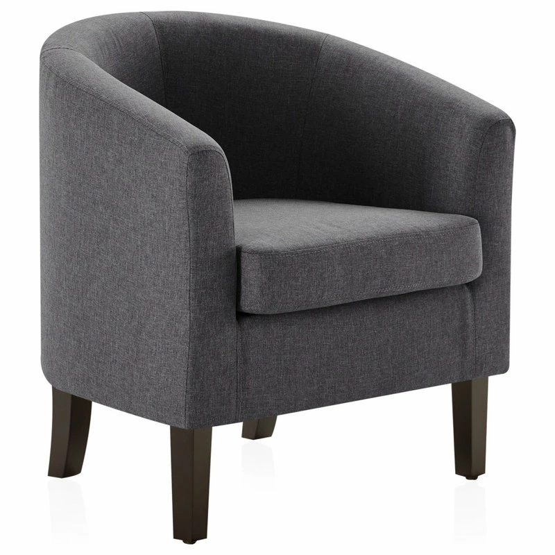 Belleze Modern Club Chair Barrel Design, Gray 3 Belleze Modern Club Chair Barrel Design, Gray