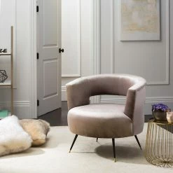 Safavieh Manet Velvet Retro Mid-Century Accent Chair, Hazelwood -GDF sofa Shop 132117600b43d35e 7969 w800 h800 b0 p0